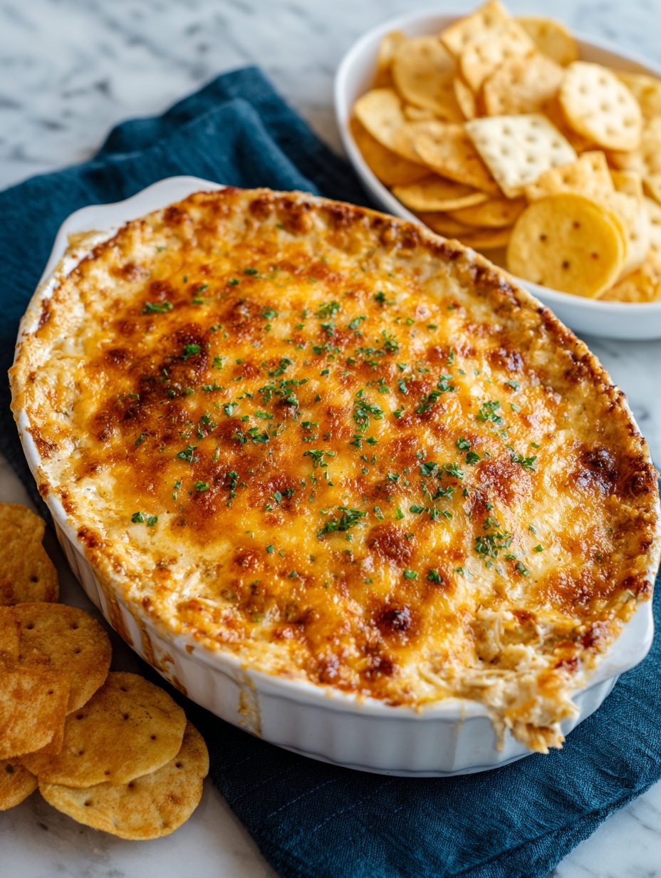 A close-up view shows a woman's hand holding a scoop of baked cheesy dish, which is golden brown on the top with some melted cheese stretching down. The dish is in a white baking dish filled with creamy, rich, golden cheese mixture with spots of darker brown where the cheese browned in baking. The background is a soft white with a vague plate and some bread slices out of focus. The overall look is warm, cheesy, and inviting. photo taken with an iphone --ar 2:3 --v 7