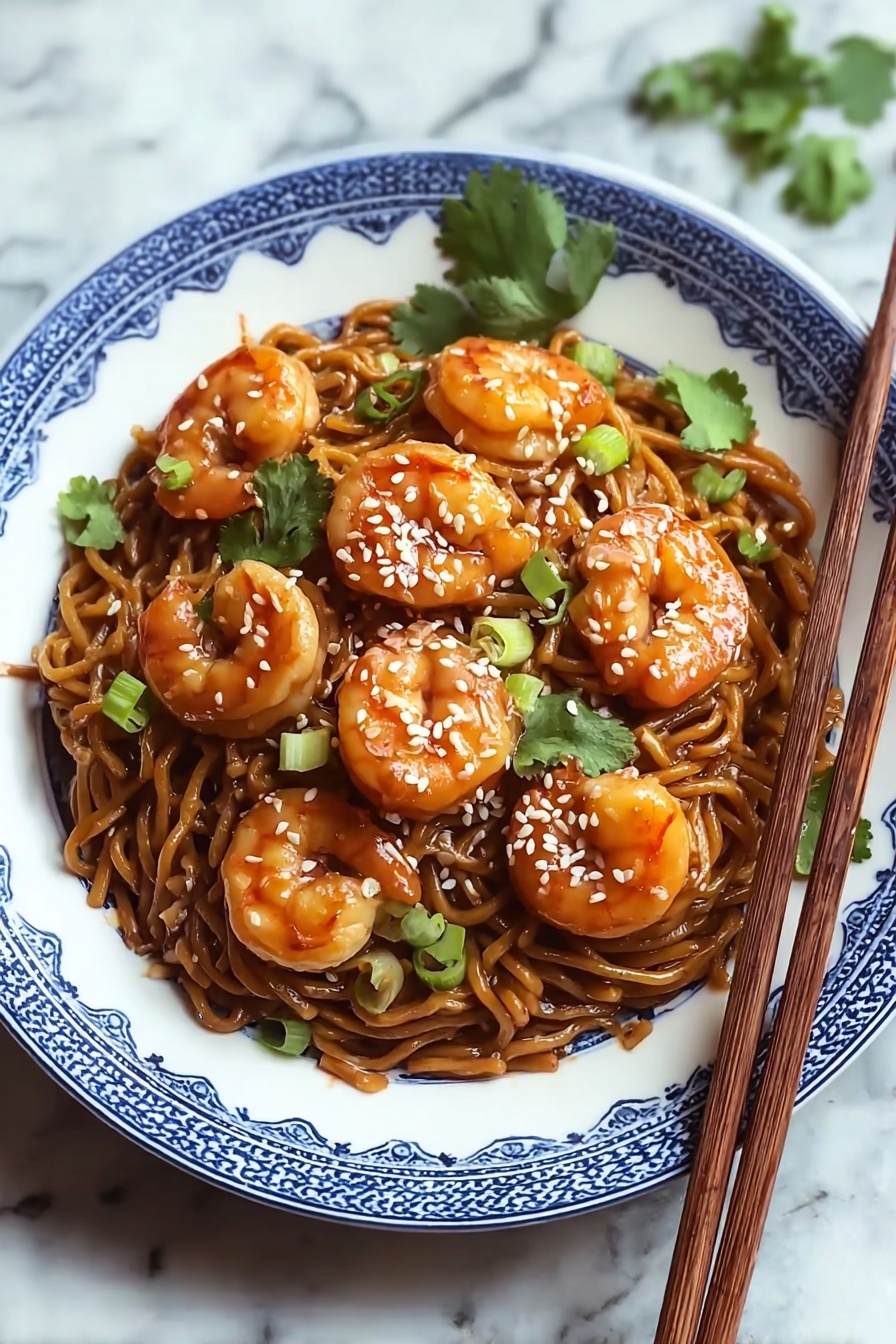 A white bowl with a thin green line near the edge holds a pile of raw peeled shrimp, which are pale with slight grey and white tones showing their texture. The bowl is being held by two woman's hands on a white marbled surface, with a large pot of orange-brown soup or sauce in the background, creating a warm contrast between the shrimp and the liquid. The image has a bright, clear look with soft lighting. photo taken with an iphone --ar 2:3 --v 7